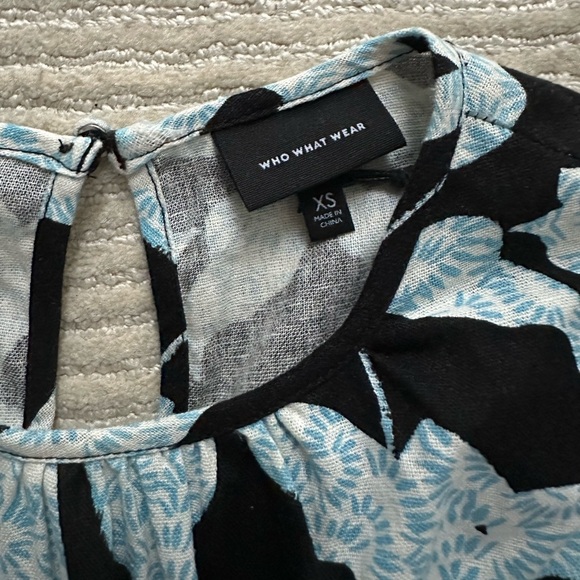 NWT Who What Wear Black and Light Blue Floral dress XS - Picture 2 of 9